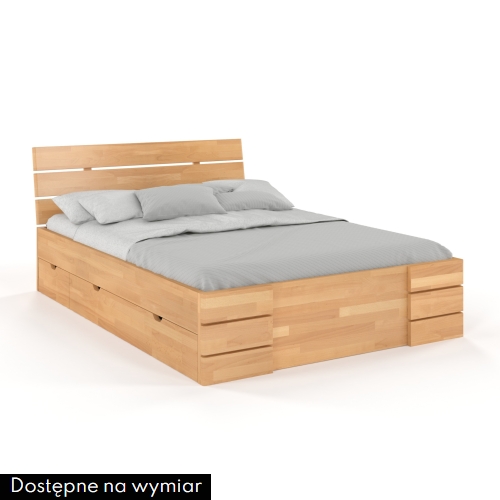 Łóżko bukowe SANDEMO HIGH z szufladami