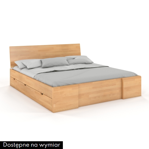 Łóżko bukowe HESSLER HIGH z szufladami