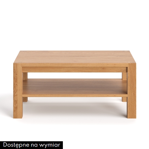 Stolik kawowy GUSTAV lity dąb / z półką